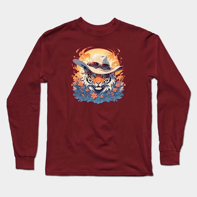 A fancy tiger ready for summer Long Sleeve T-Shirt by etherElric